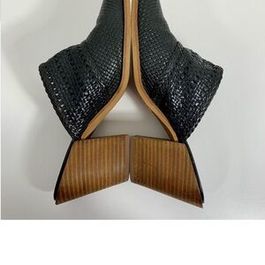 Sam Edelman Black Woven Leather Mules Womens Pointed Toe Slip-On Heeled